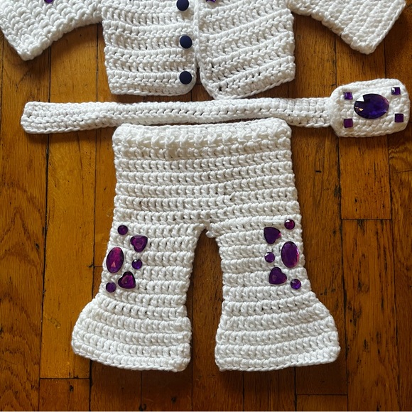 Elvis Crochet Baby Costume with Purple Accents - Picture 3 of 10